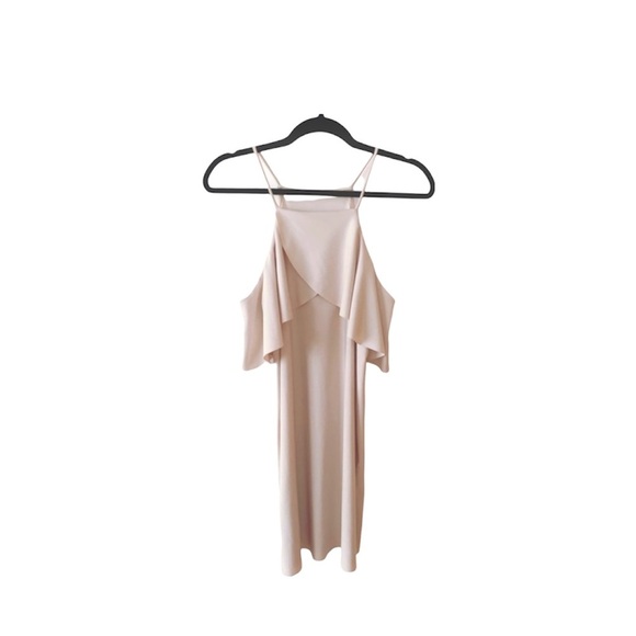 Zara Collection Light Pink Ruffle Cold Shoulder Mini Shift Dress Small Women’s - Picture 1 of 7